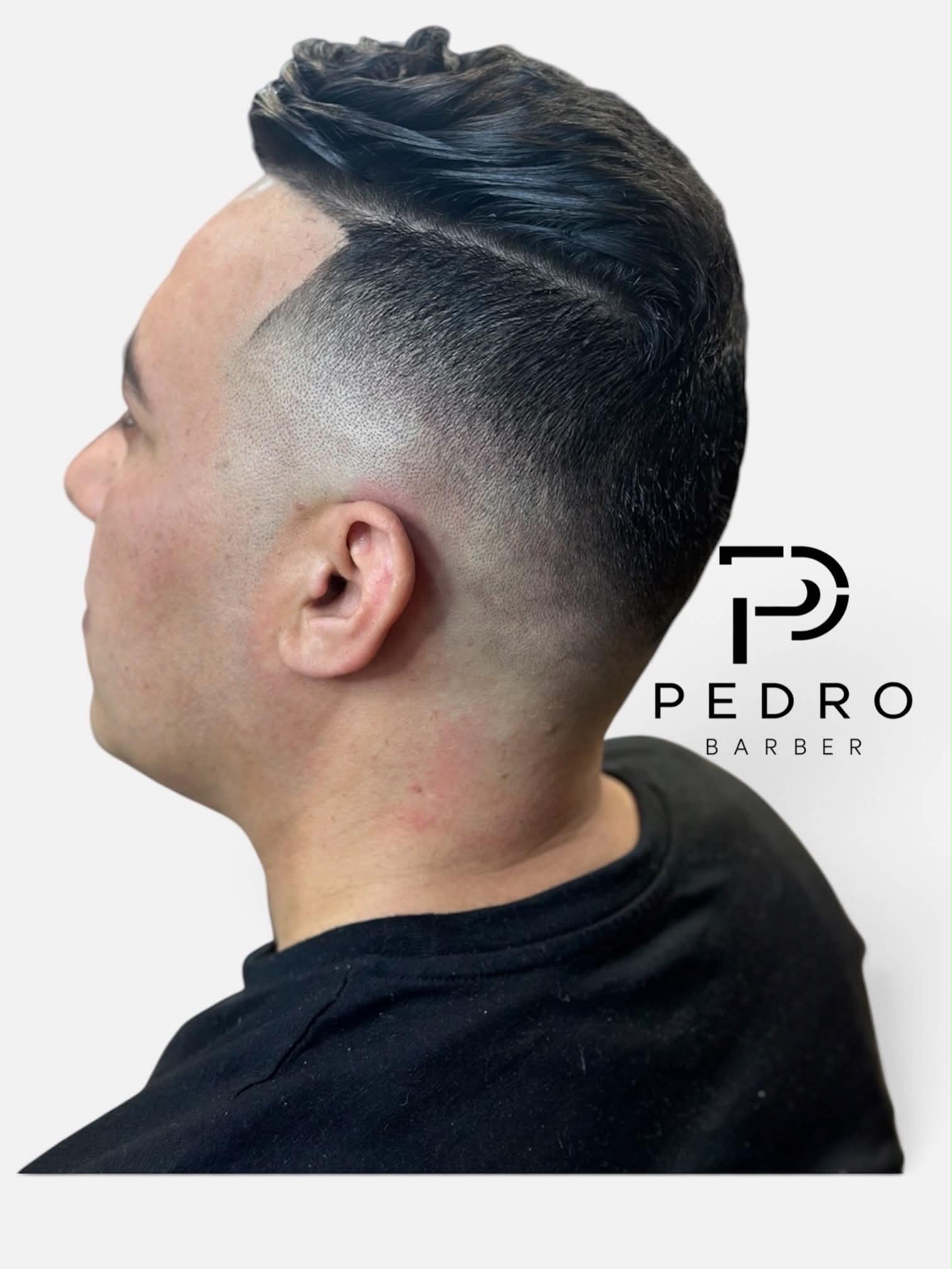 Textured quiff with disconnected undercut, cut by Pedro